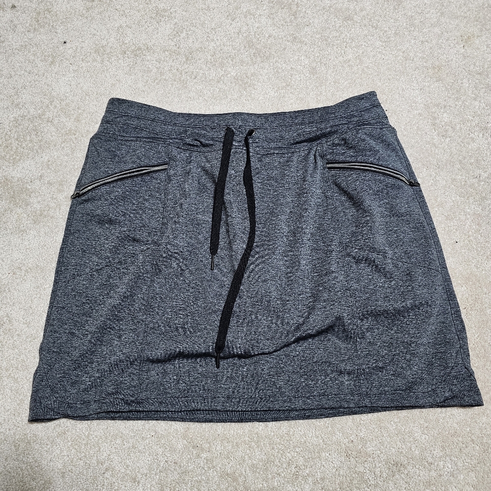 Tangerine Charcoal Heather Athletic Skort Large Zip Pockets